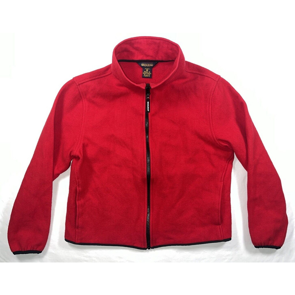 Vintage Woolrich Sweater Red Full Zip 100% Wool Embroidered Women’s Size Medium
